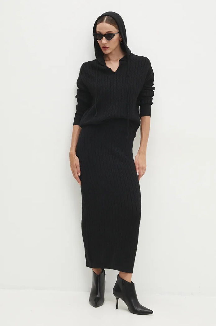 Answear.LAB sweter i spódnica dzianina czarny W2011AB.HLK