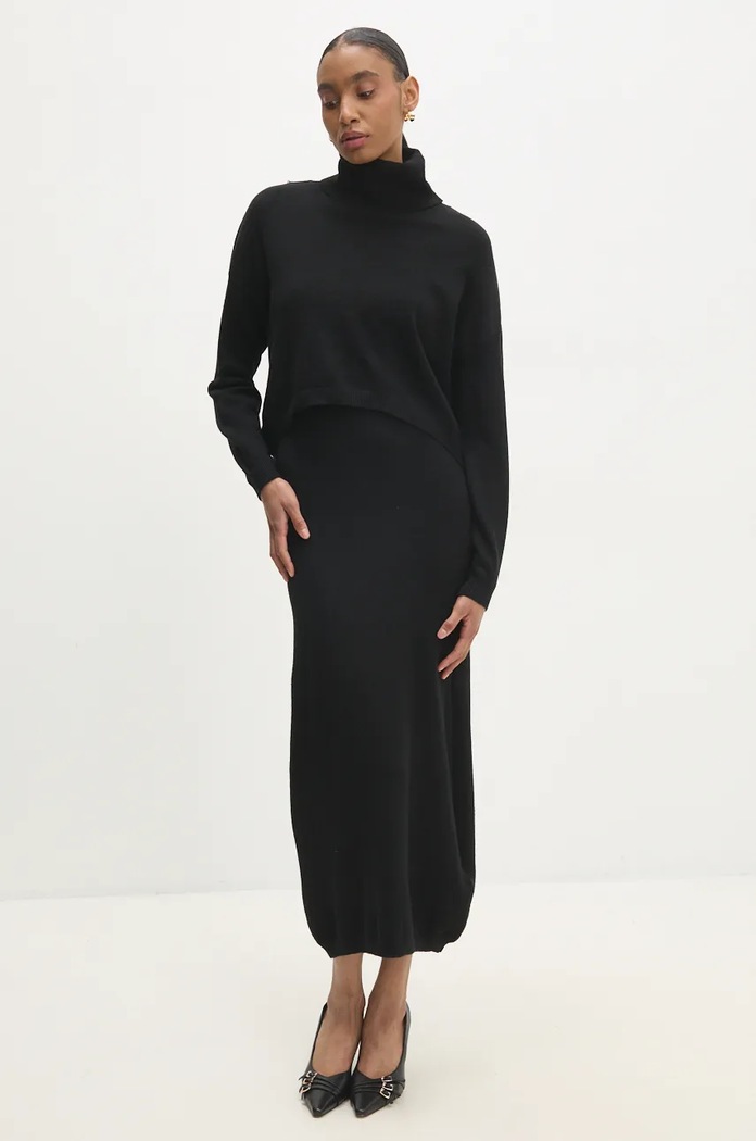 Answear Lab rochie și pulover tricotaj negru m8561.FKK