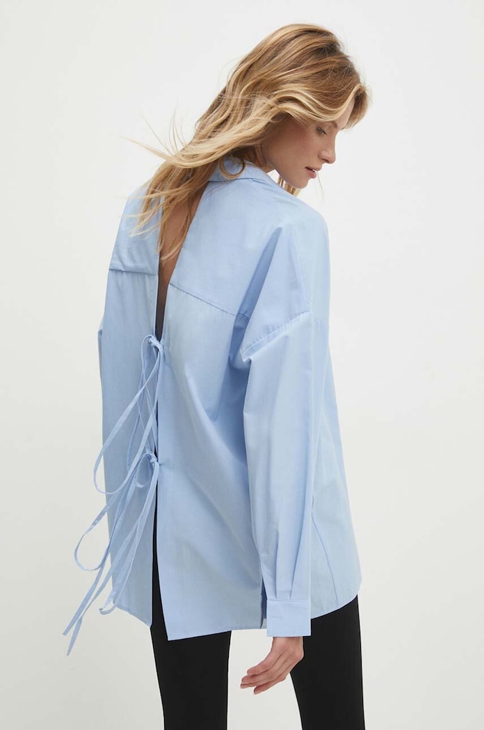 Βαμβακερό πουκάμισο Answear.LAB μακρύ μπλε kdd038.sng.tjs
