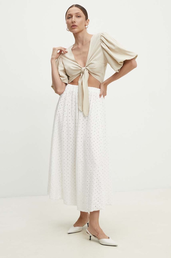 Bombažno krilo Answear.LAB Casual bela LD1013.HMS