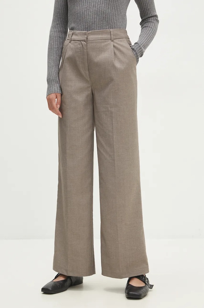 Answear Lab pantaloni drept bej vk8031.flk