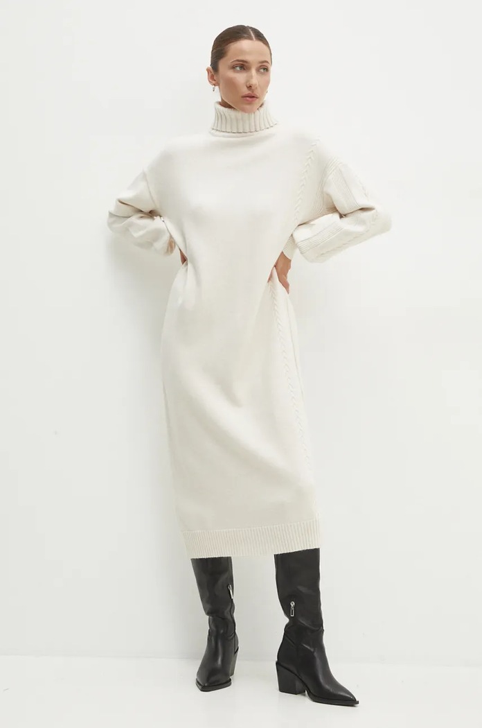 Answear Lab rochie midi bej W2123.HLK