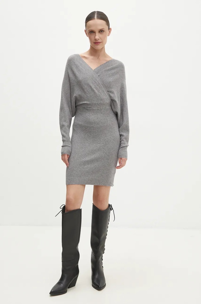 Answear Lab rochie forma V gri 5147.IKK