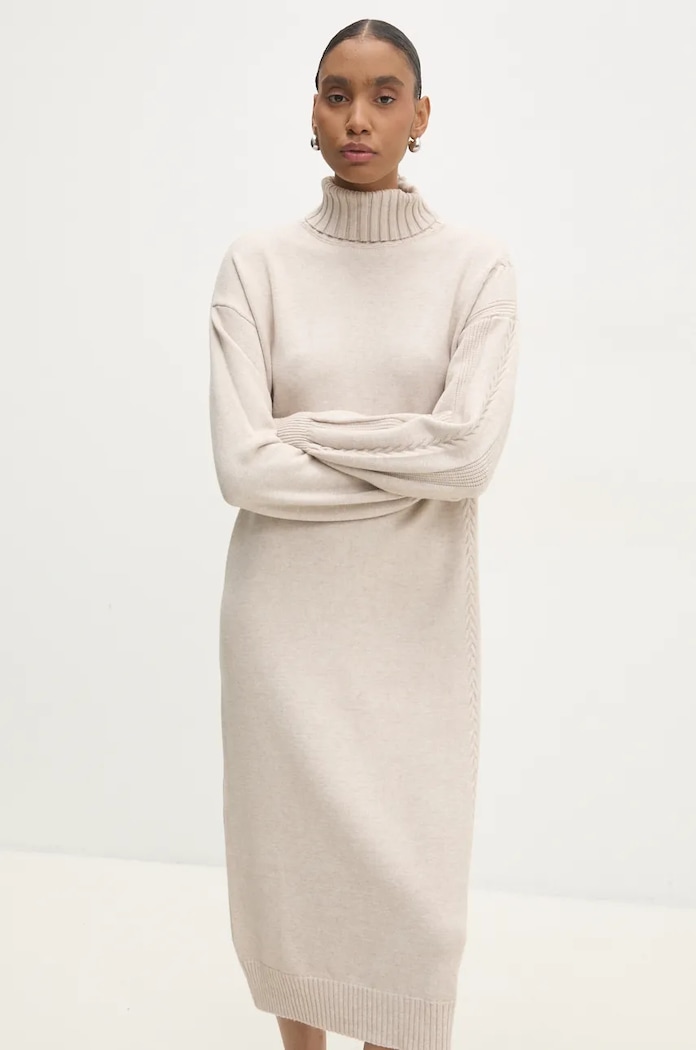 Answear Lab rochie midi bej W2123.hos