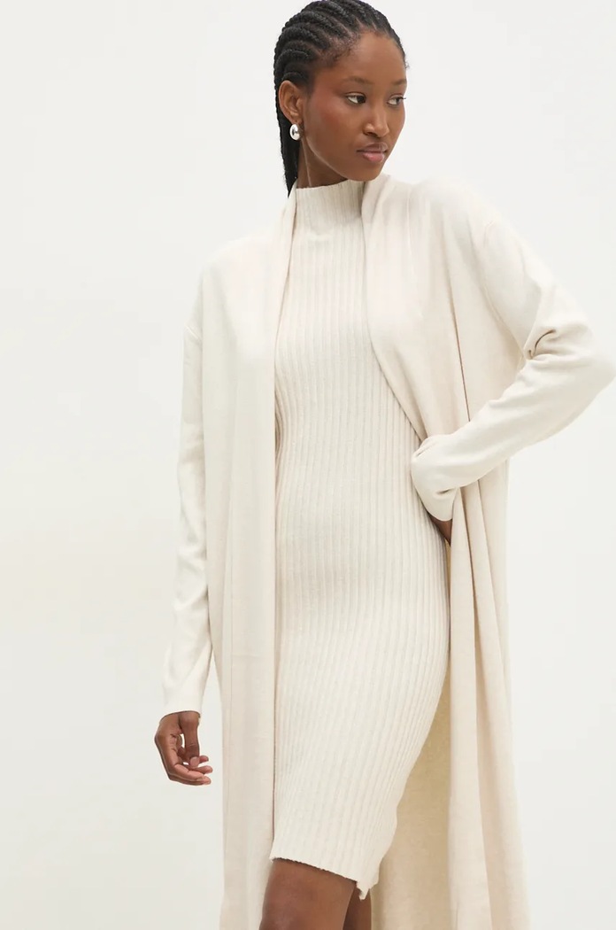 Answear Lab rochie și cardigan Answear.LAB bej W01026.hos