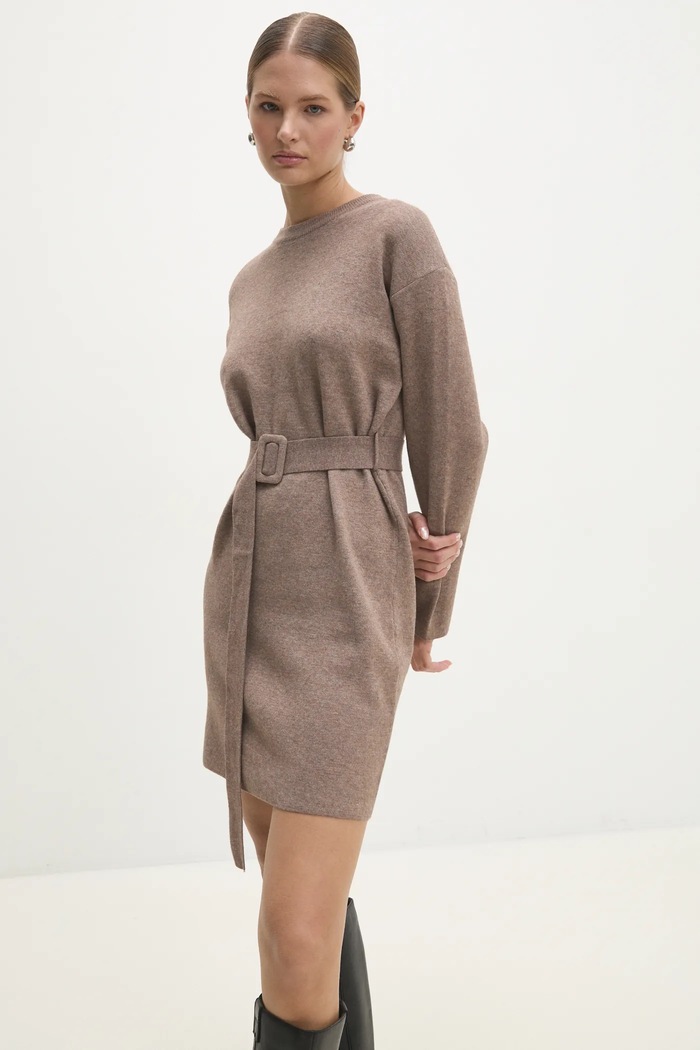 Answear.LAB sukienka z wełną casual brązowy CH1759.HLK