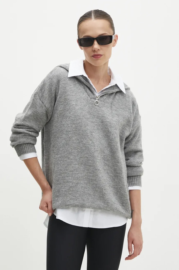 Vlněný svetr Answear.LAB směs šedá 21745.tms