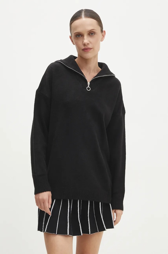 Answear.LAB sweter z wełną melanż czarny 21745.tms