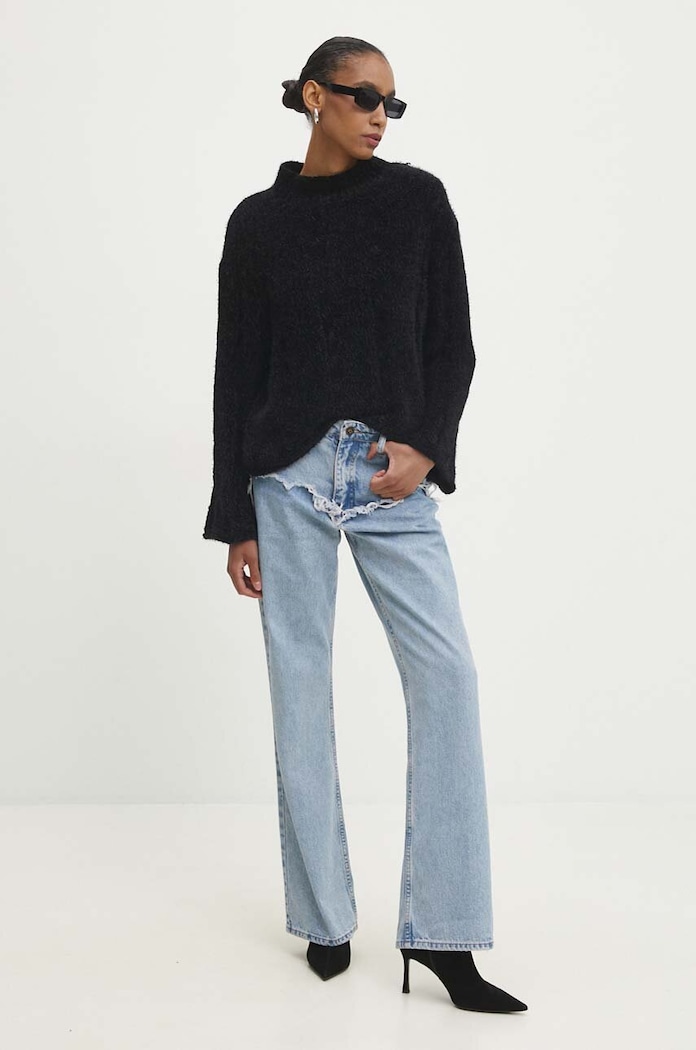 Answear.LAB sweter z wełną półgolf czarny 2220.fos