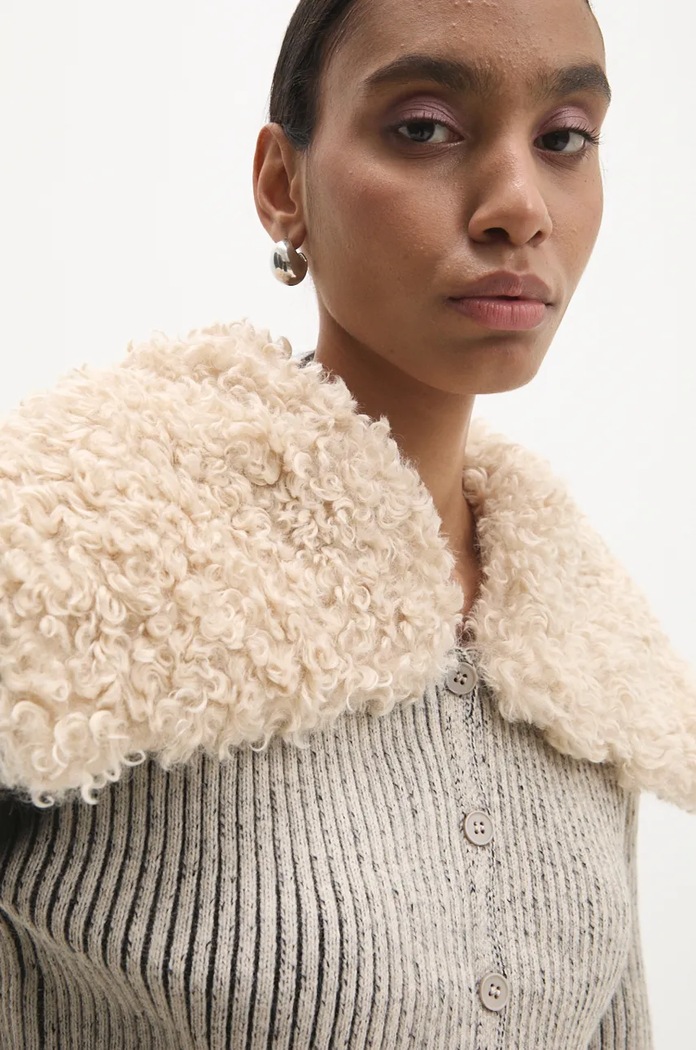 Answear Lab cardigan cu modele bej yu049.ios