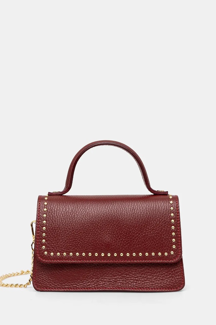 Answear Lab poseta de piele uni rosu 241214.HLK