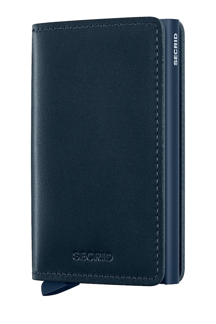Secrid portofel de piele ORIGINAL uni bleumarin SO.Black