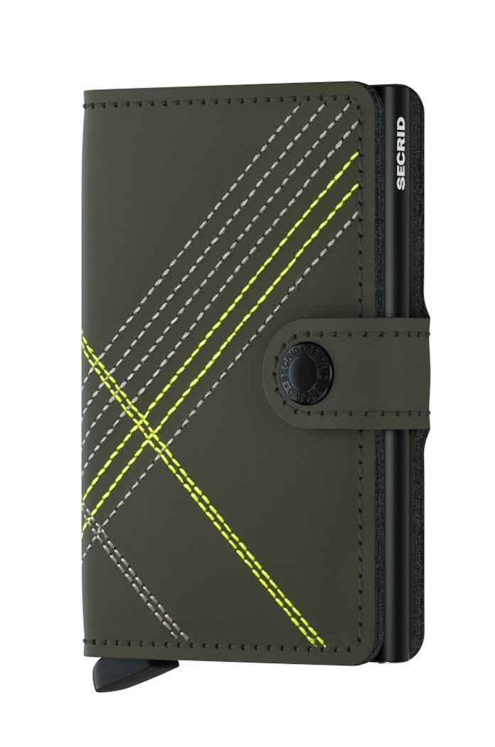 Secrid - Portfel skórzany drobny wzór zielony MSt.Linea.Lime