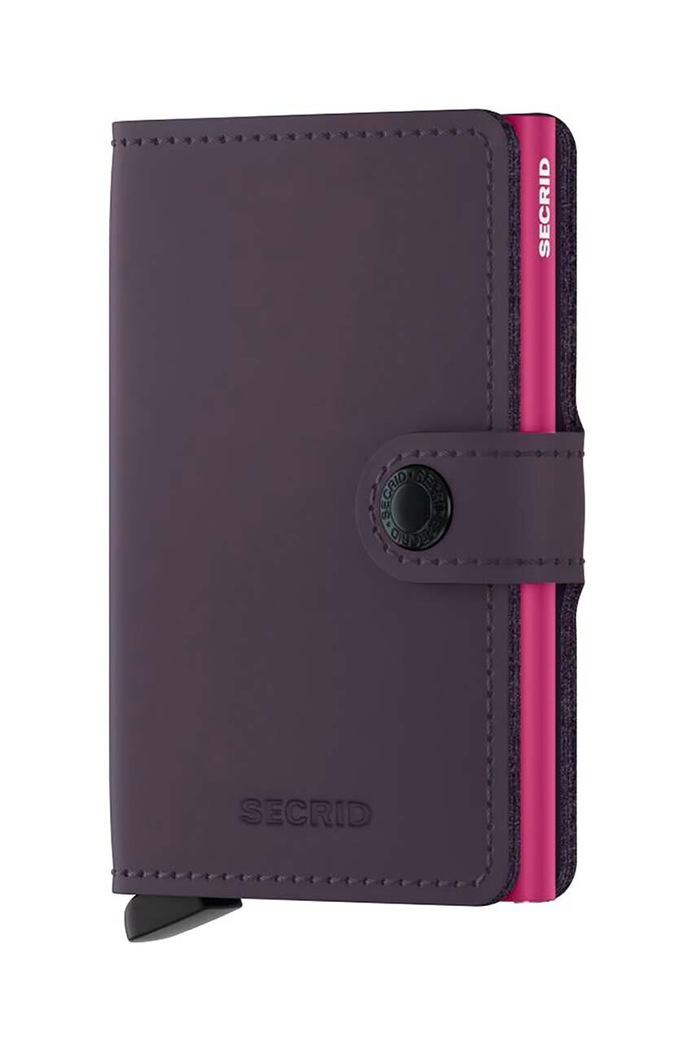 Secrid portfel skórzany Miniwallet Matte Dark Purple-Fuchsia skóra licowa fioletowy MM.Dark.Purple.Fuchsia