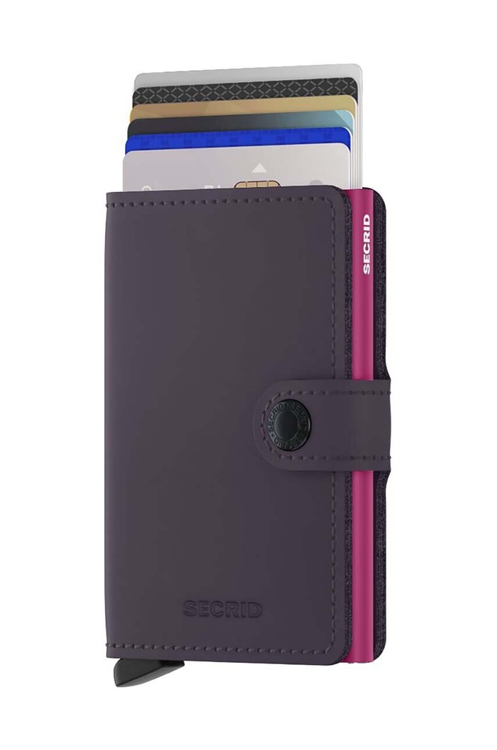 Secrid portfel skórzany Miniwallet Matte Dark Purple-Fuchsia MM.Dark.Purple.Fuchsia fioletowy ZA00