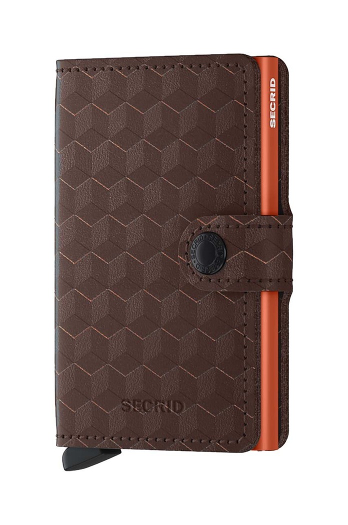 Secrid portofel de piele Optical Brown-Orange piele maro MOp.Brown.Orange