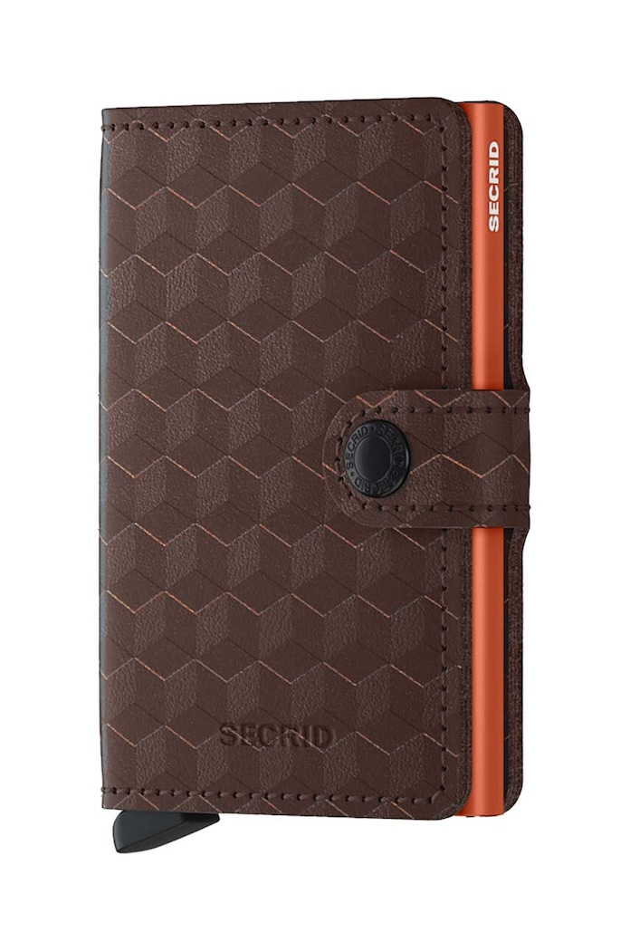 Secrid portofel de piele Optical Brown-Orange piele maro MOp.Brown.Orange