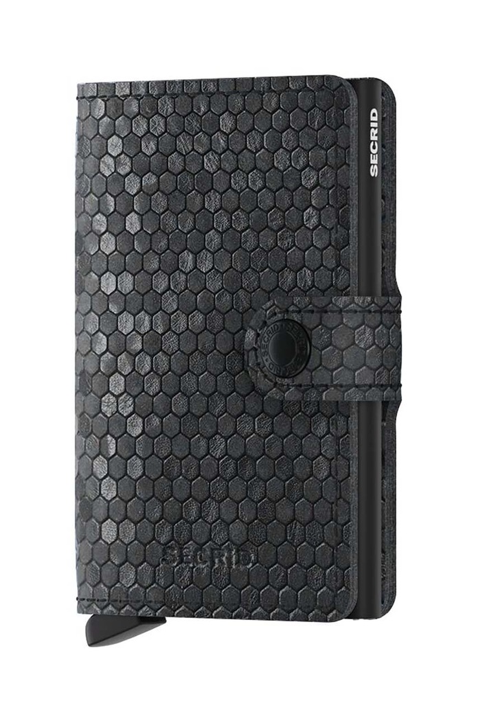 Δερμάτινο πορτοφόλι Secrid Miniwallet Hexagon Black λείο δέρμα μαύρο MHe.Black
