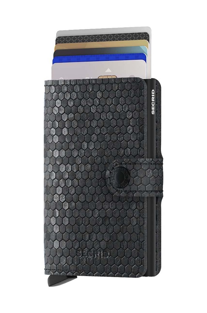 Δερμάτινο πορτοφόλι Secrid Miniwallet Hexagon Black MHe.Black μαύρο ZA00