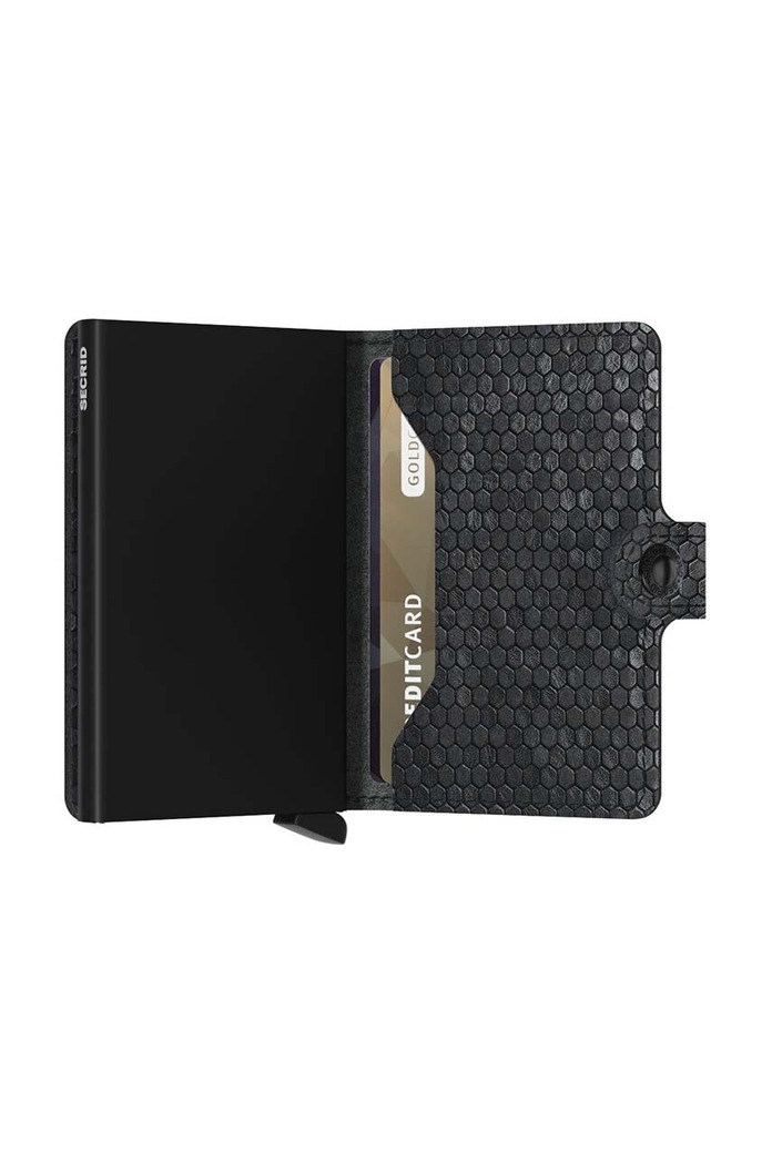 Δερμάτινο πορτοφόλι Secrid Miniwallet Hexagon Black μαύρο MHe.Black