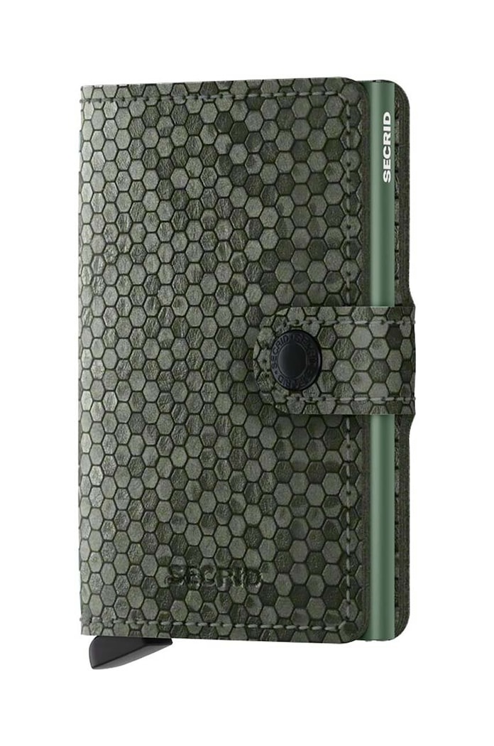 Secrid portfel skórzany Miniwallet Hexagon Green syntetyczny zielony MHe.Green