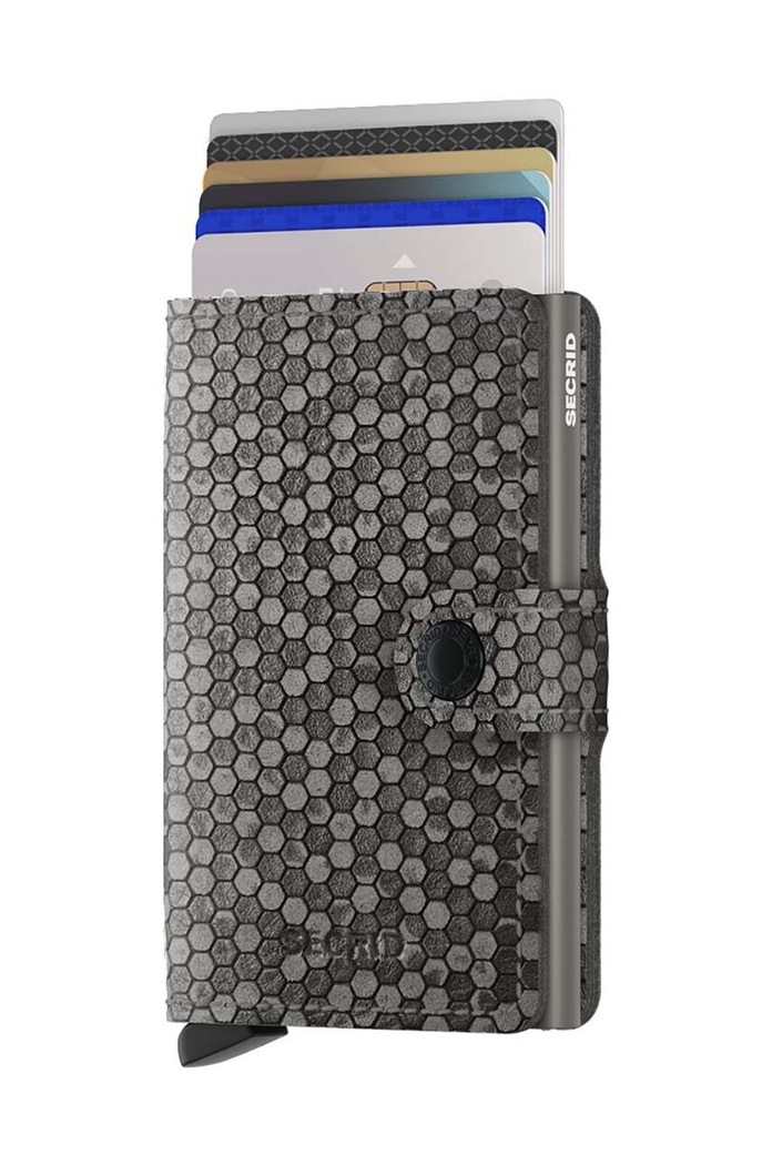 Secrid portfel skórzany Miniwallet Hexagon Grey MHe.Grey szary ZA00