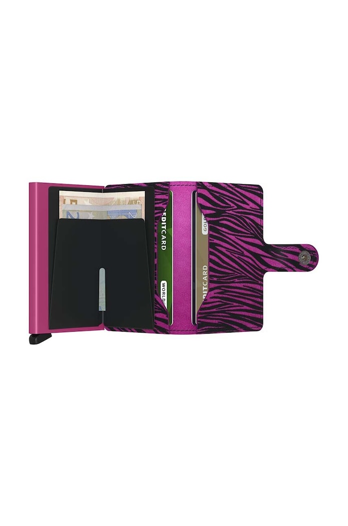 Akcesoria Secrid portfel skórzany Miniwallet Zebra Fuchsia MZe.Fuchsia różowy