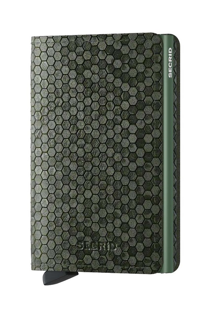 Δερμάτινο πορτοφόλι Secrid Slimwallet Hexagon Green λείο δέρμα πράσινο SHe.Green