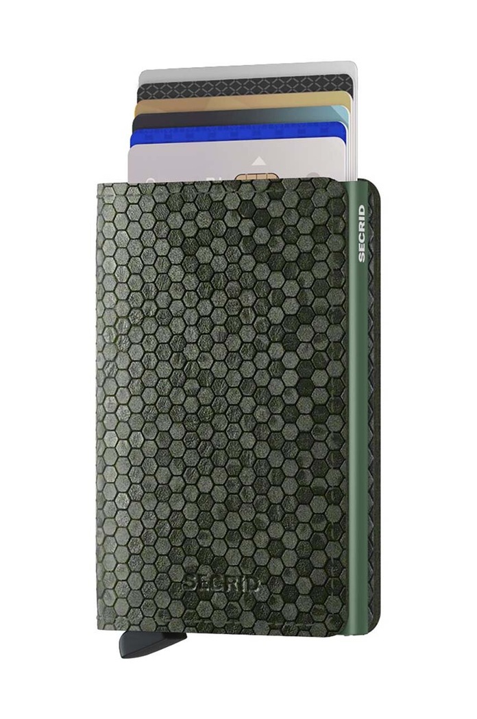 Δερμάτινο πορτοφόλι Secrid Slimwallet Hexagon Green SHe.Green πράσινο ZA00
