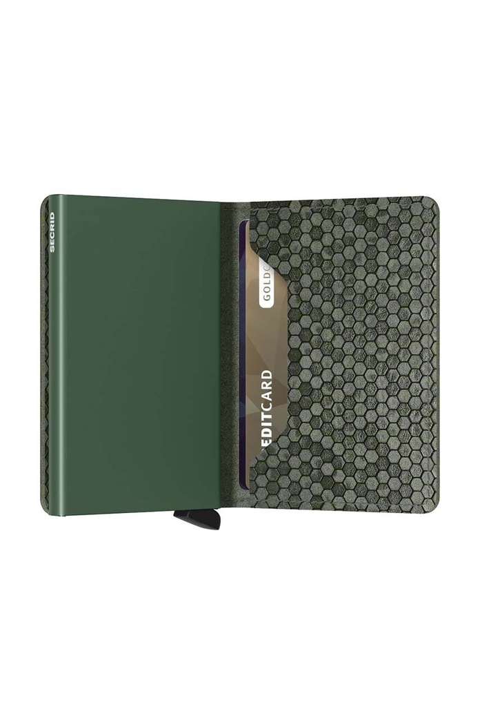 Δερμάτινο πορτοφόλι Secrid Slimwallet Hexagon Green πράσινο SHe.Green