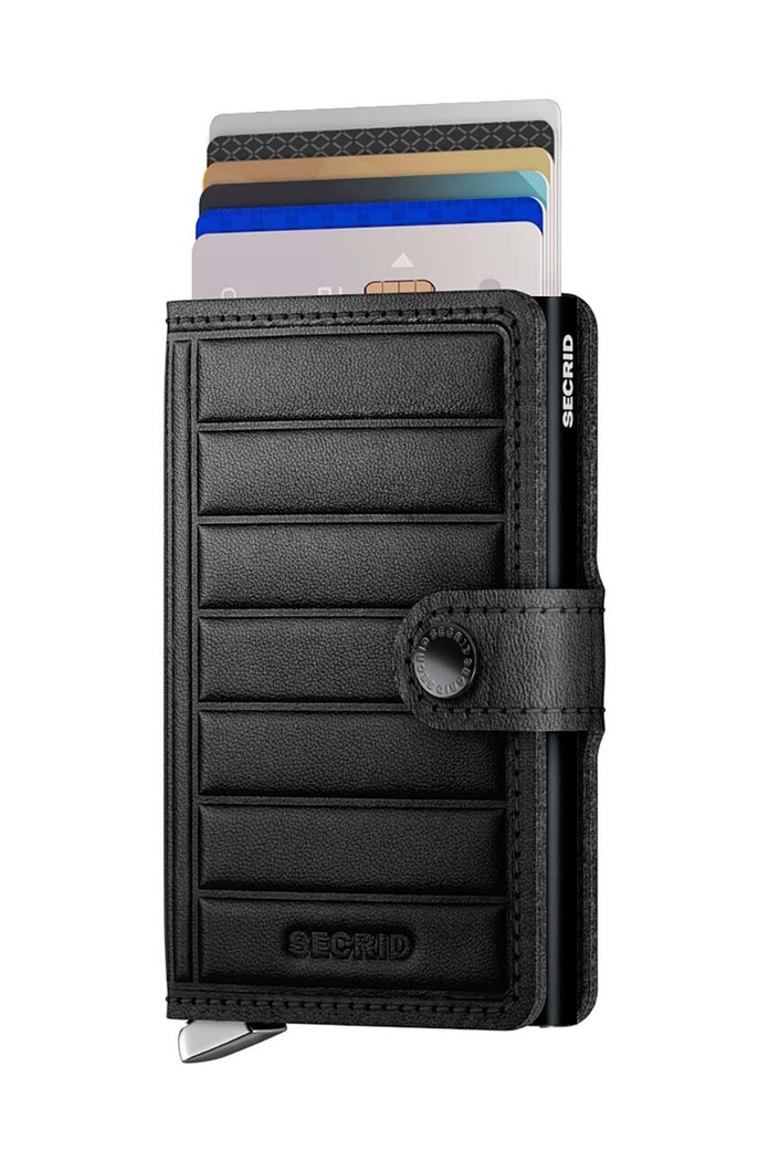 Secrid portofel de piele Premium Twinwallet Emboss Lines TEI.BLACK negru ZA00