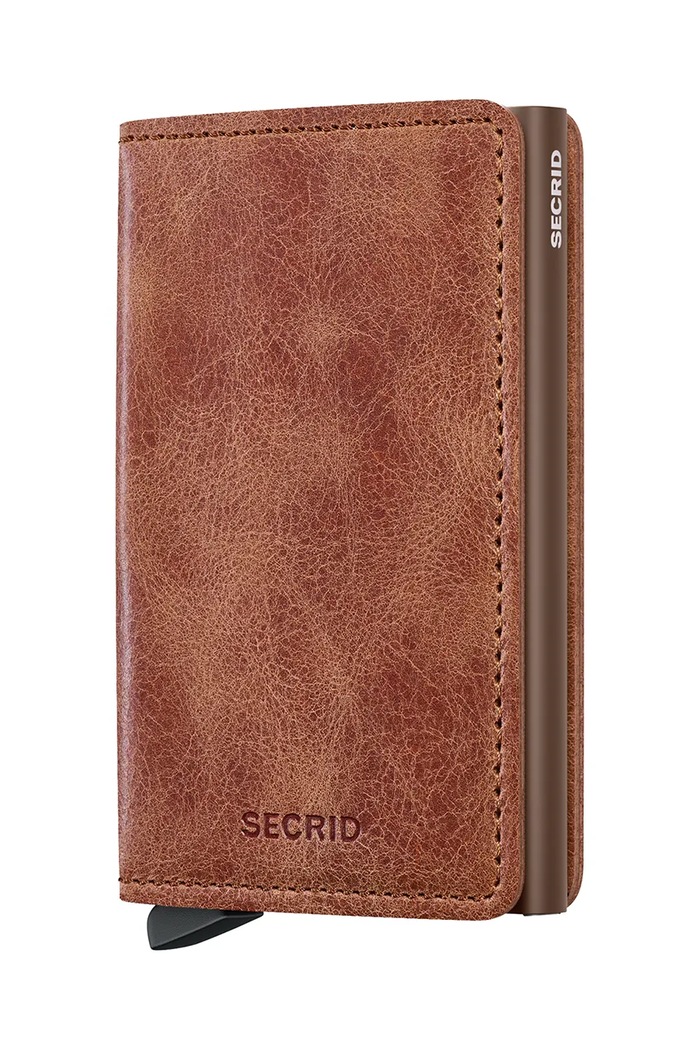 Usnjena denarnica Secrid Zrnato usnje rjava SV.Cognac.Brown