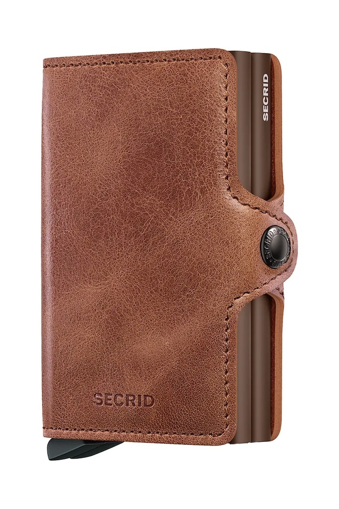 Δερμάτινο πορτοφόλι Secrid λείο δέρμα καφέ TV.Cognac.Brown