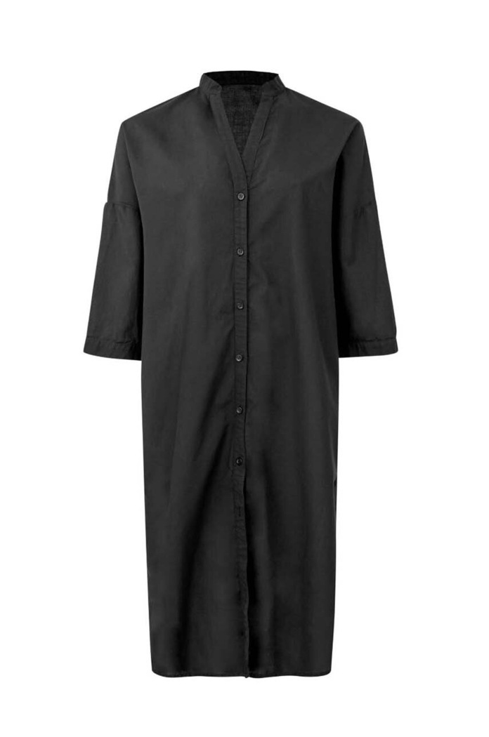 Bombažna obleka MUUV. suk.dl.BEACHSHIRT.black črna