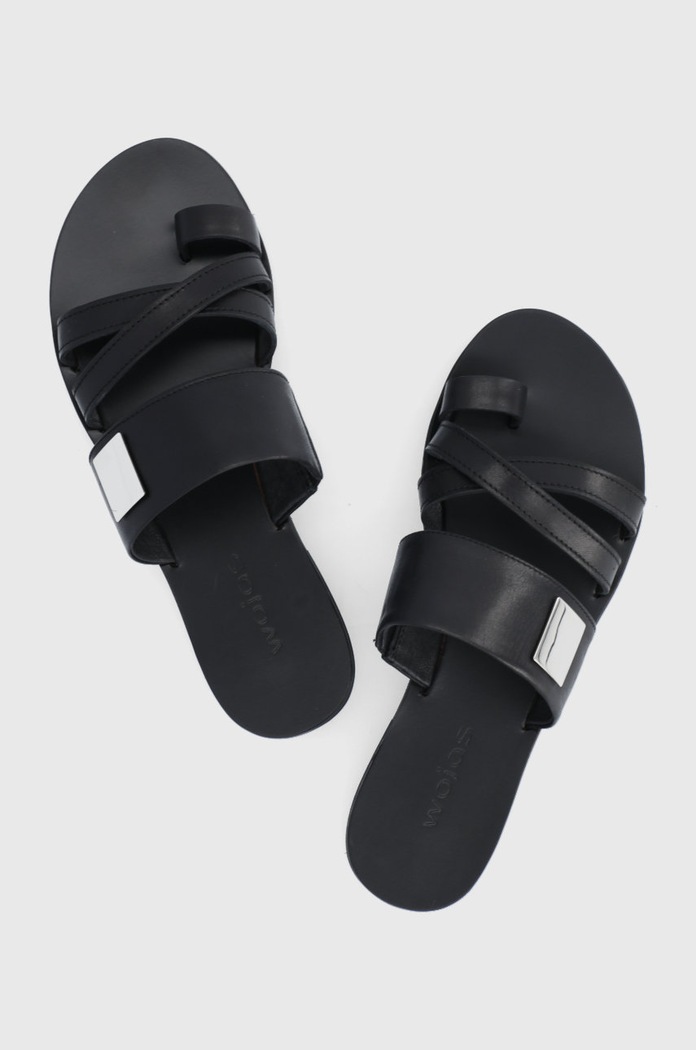 Wojas Șlapi de piele 971651 negru ZS21