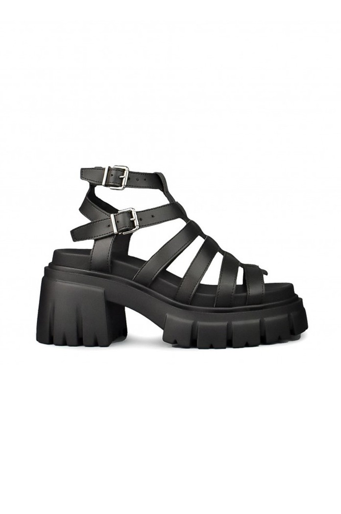 Altercore bőr szandál platform fekete CLEO.VEGAN.BLACK