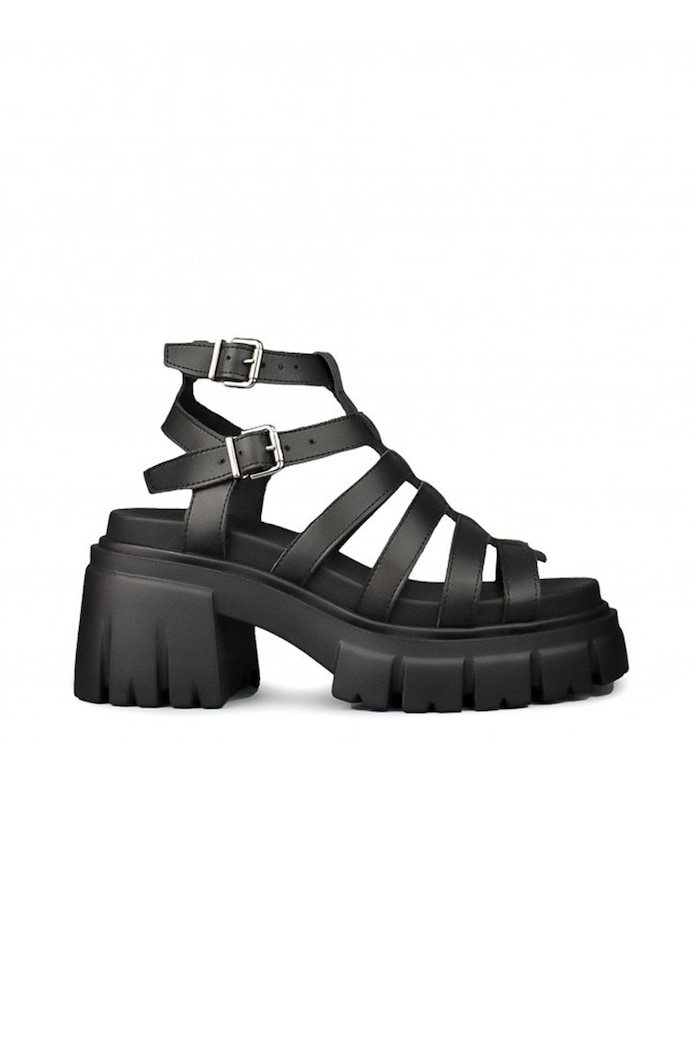 Altercore bőr szandál platform fekete CLEO.VEGAN.BLACK