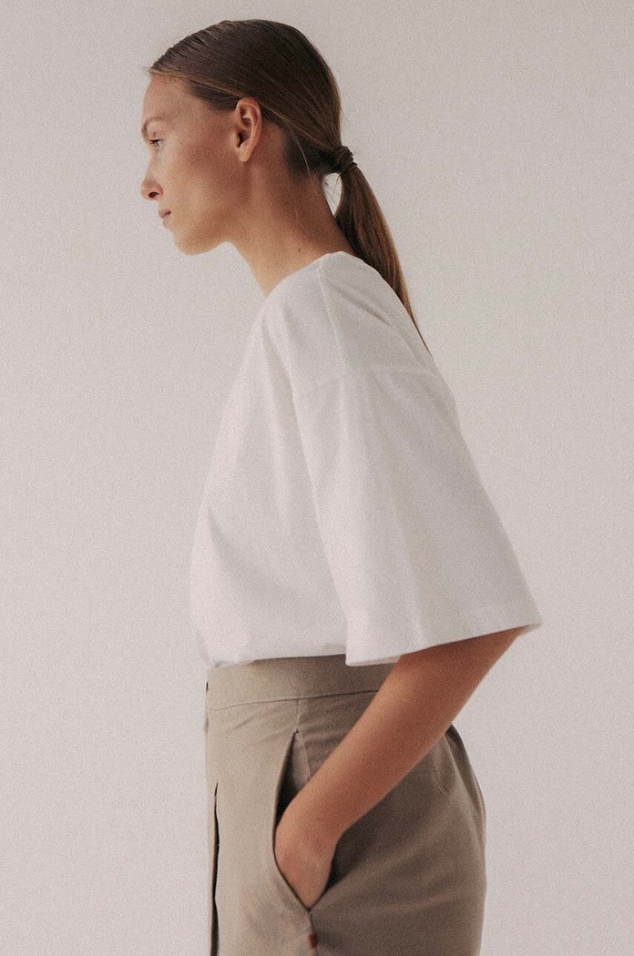 Îmbrăcăminte MUUV. tricou din bumbac tshirt.over.ready.white alb