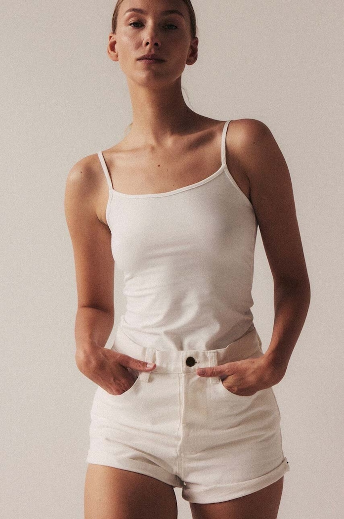 Βαμβακερό Top MUUV. PREMIUM κανονικό λευκό koszulka.PREMI.offwhite