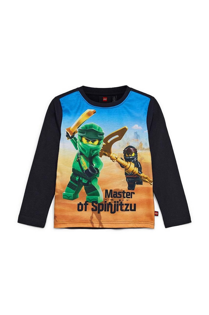 Dječja pamučna majica dugih rukava Lego print crna 12011152