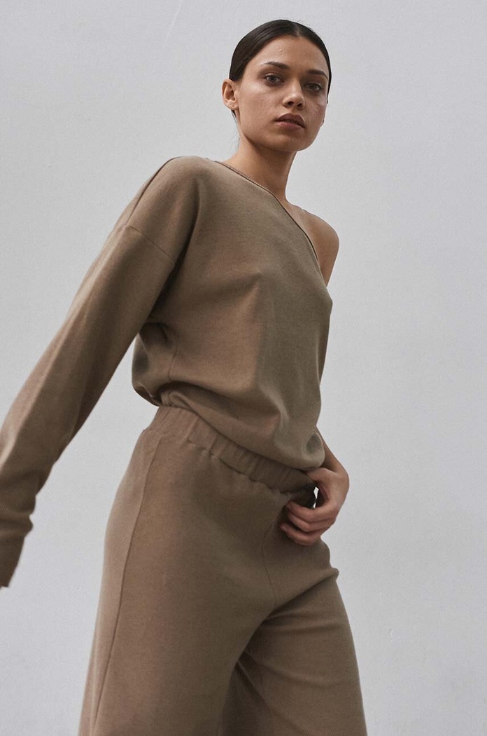 MUUV. longsleeve con aggiunta di cotone MEU LAINE asym.longslee.MEU.LAINE marrone ZW24