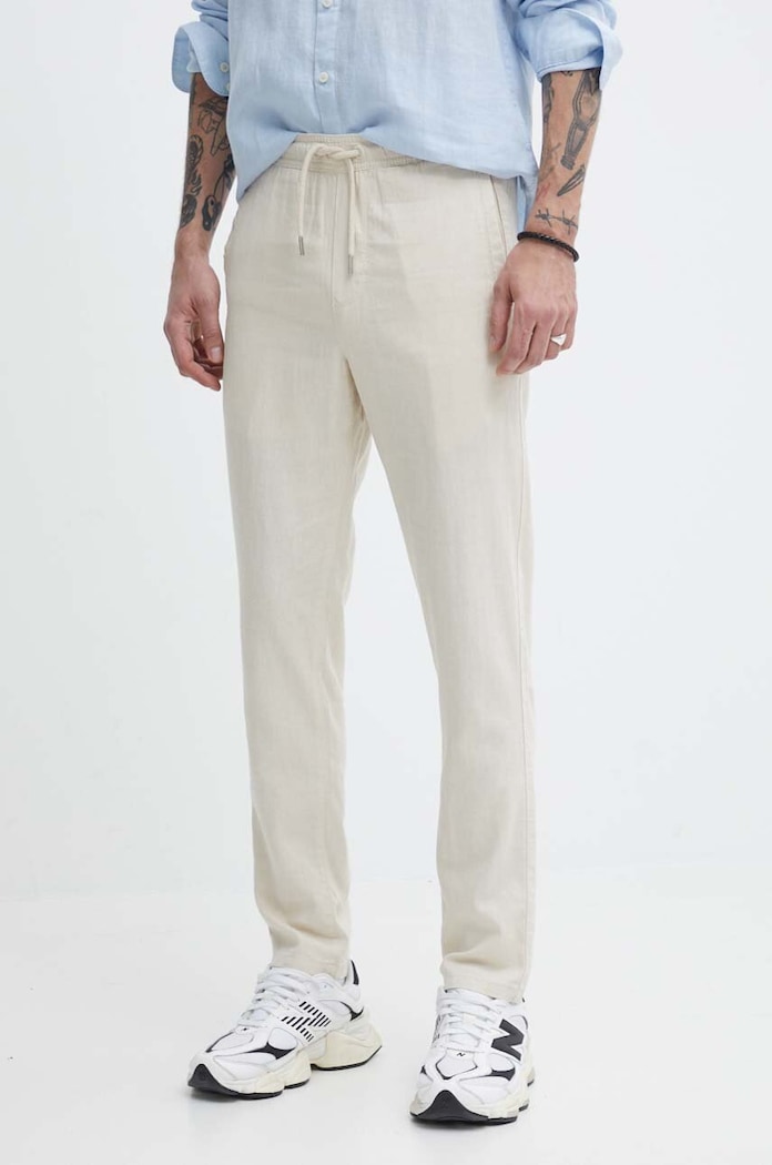 Solid Pantaloni din in bej 21107170.130401