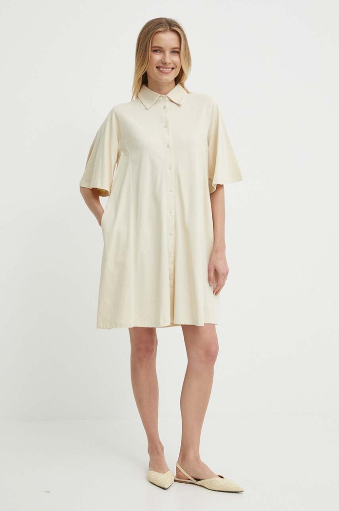 Bomboogie rochie din bumbac AW8488TJOR4 bej ZS24