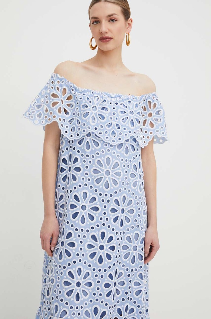 Rochie din bumbac Silvian Heach GPP24411VE albastru