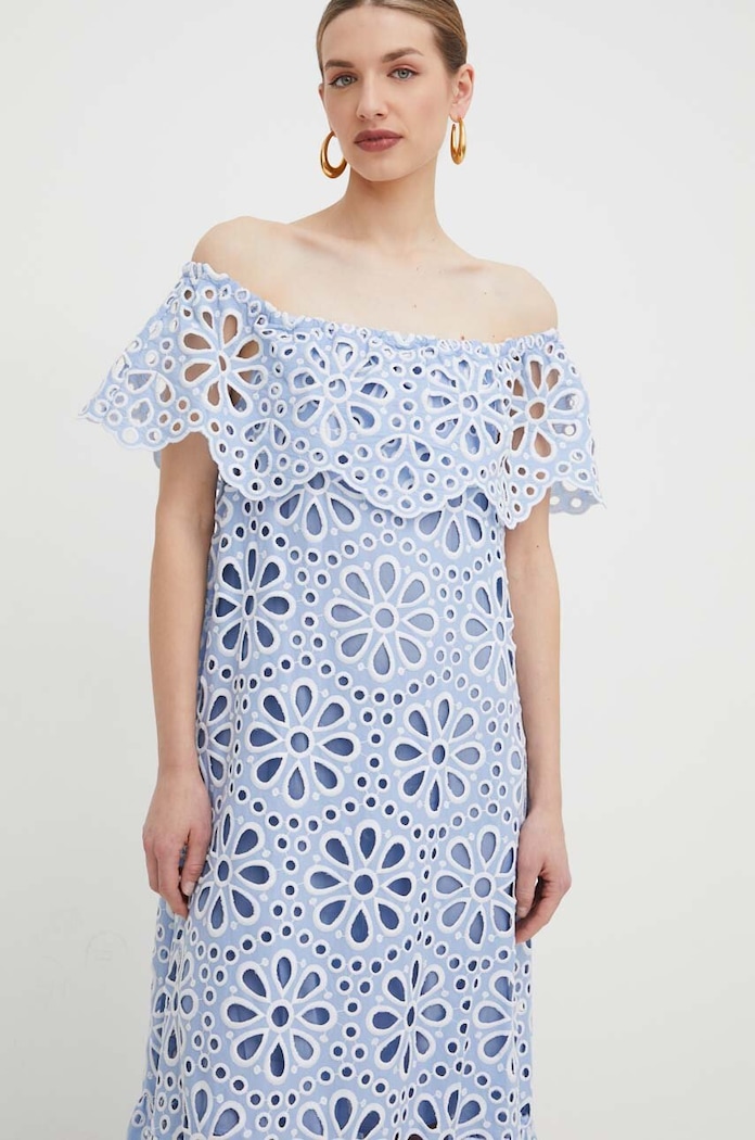 Rochie din bumbac Silvian Heach GPP24411VE albastru