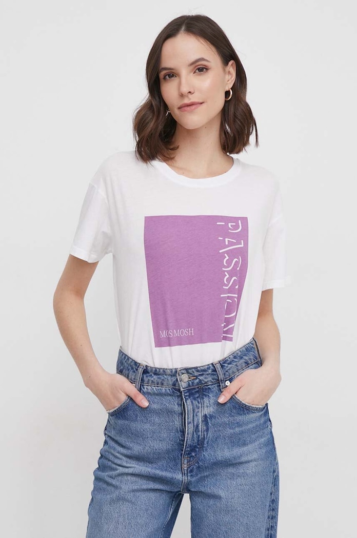 Mos Mosh t-shirt bawełniany 160840 fioletowy ZS24