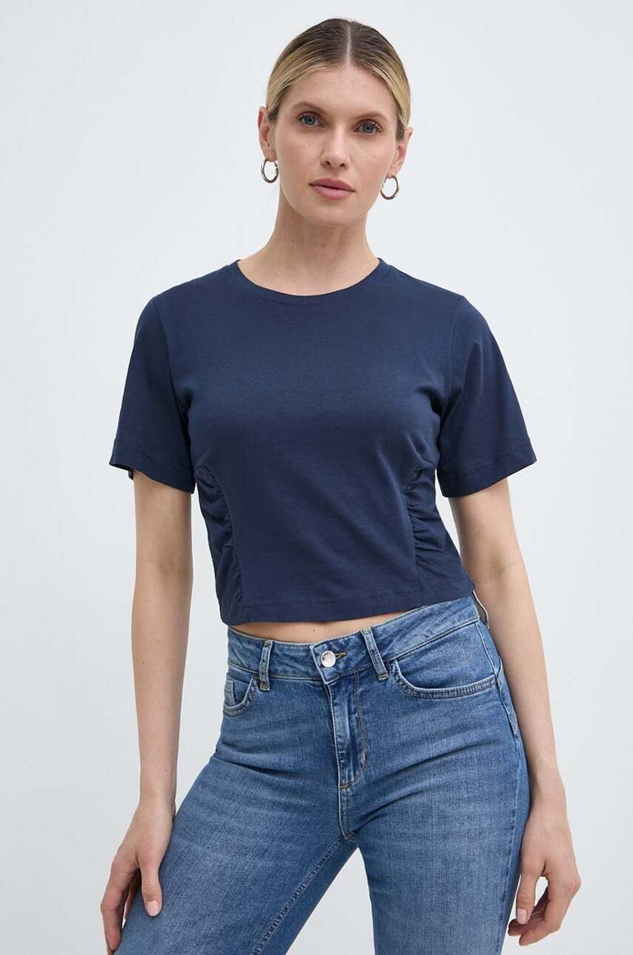 Silvian Heach tricou din bumbac uni bleumarin GPP24097TS