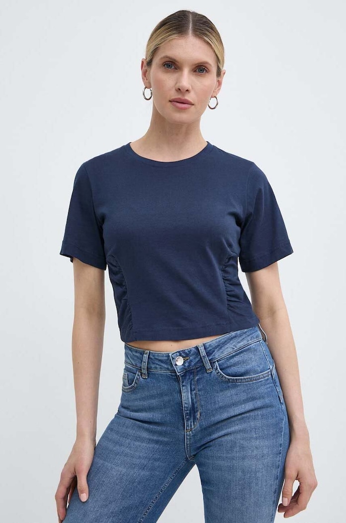 Silvian Heach tricou din bumbac uni bleumarin GPP24097TS