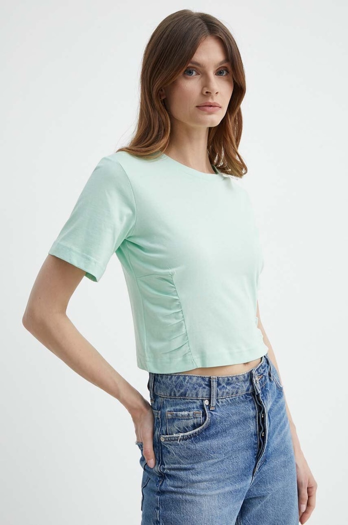 Silvian Heach tricou din bumbac uni verde GPP24097TS