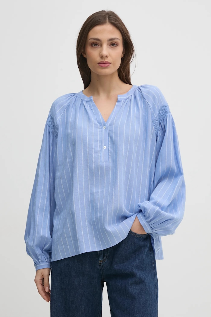 Mos Mosh bluza din in fixat albastru 169400